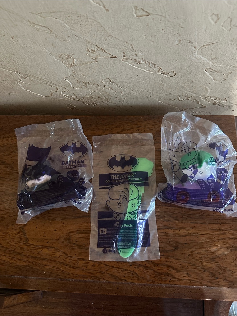 3 Sonic Wacky Pack Kids Meal Toys: BatmanMobile JokerMobile Joker Spoon NWT